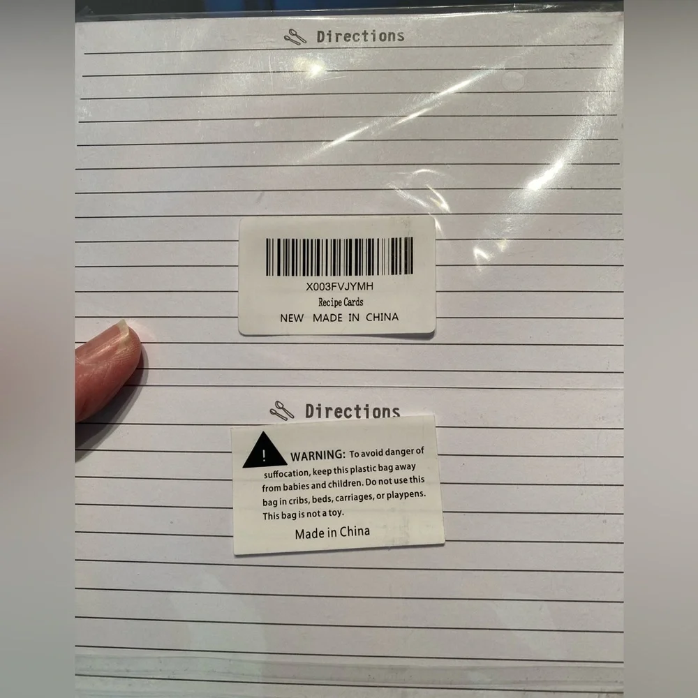 Recipe Card Set - White 2 sets per pack .